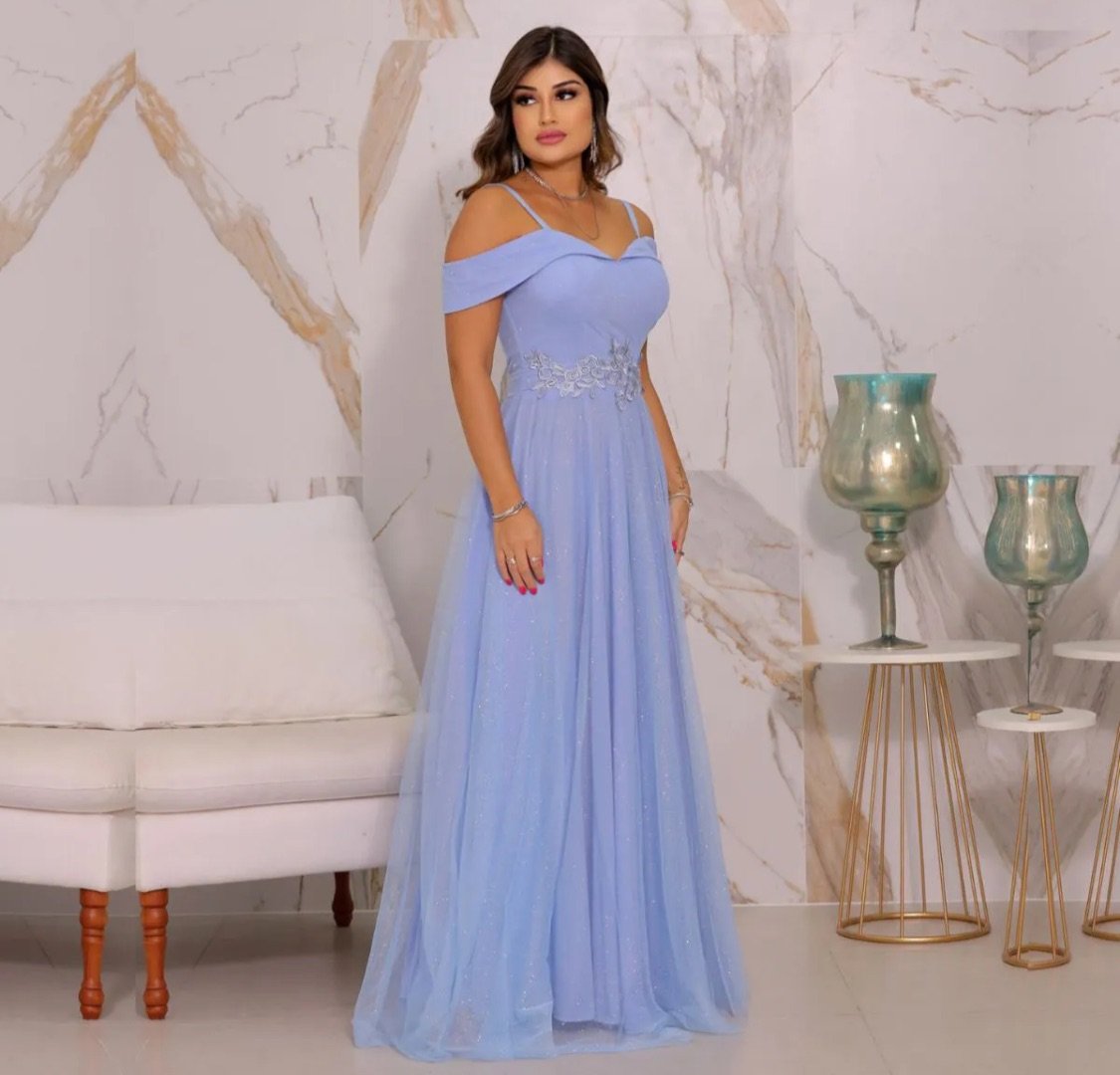 Vestido Longo Azul Sofisticado