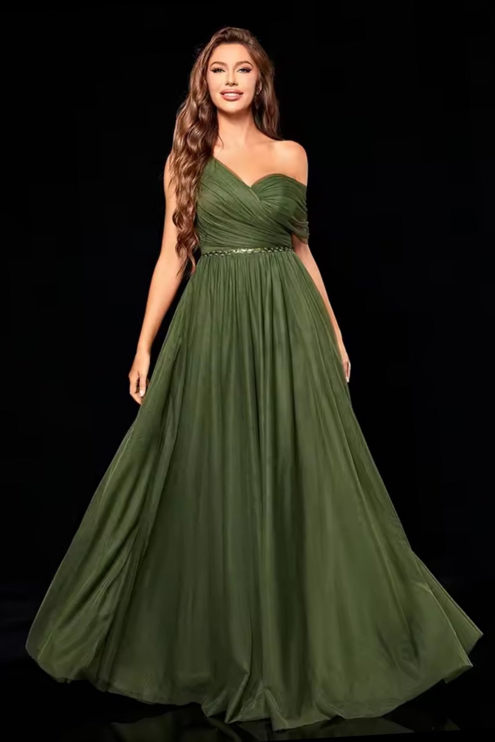 Vestido Longo Oliva Sofisticado