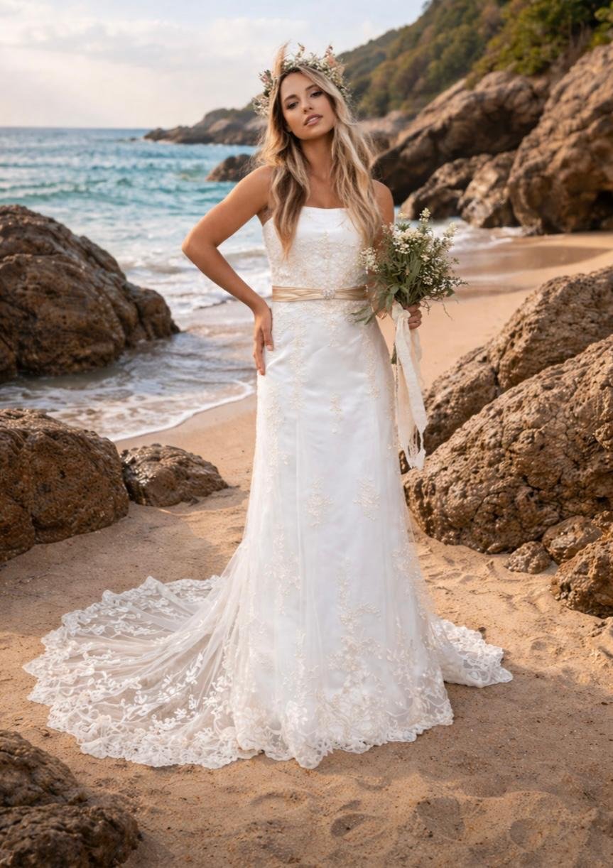 Vestido Elegante com Renda Delicada