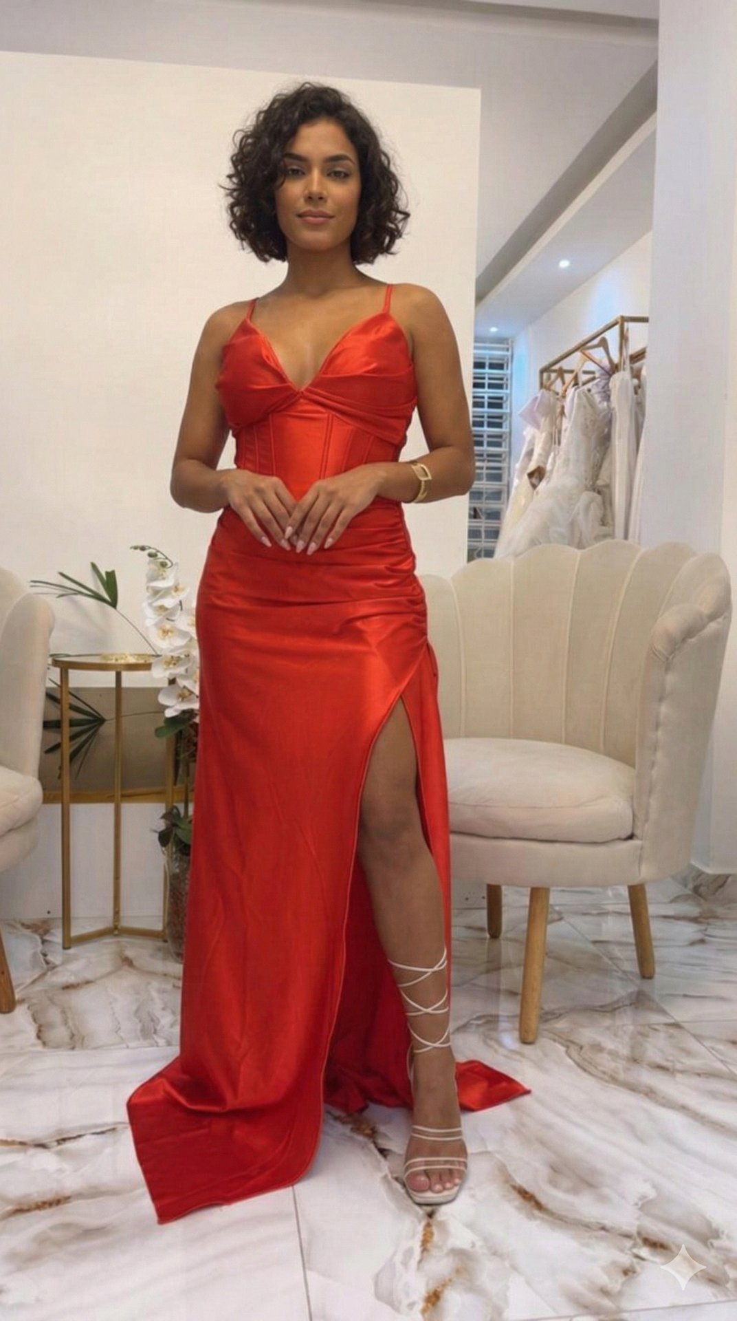 Vestido Vermelho com Fenda
