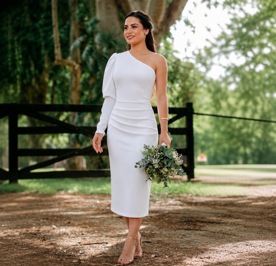 Vestido Midi Assimétrico Elegante