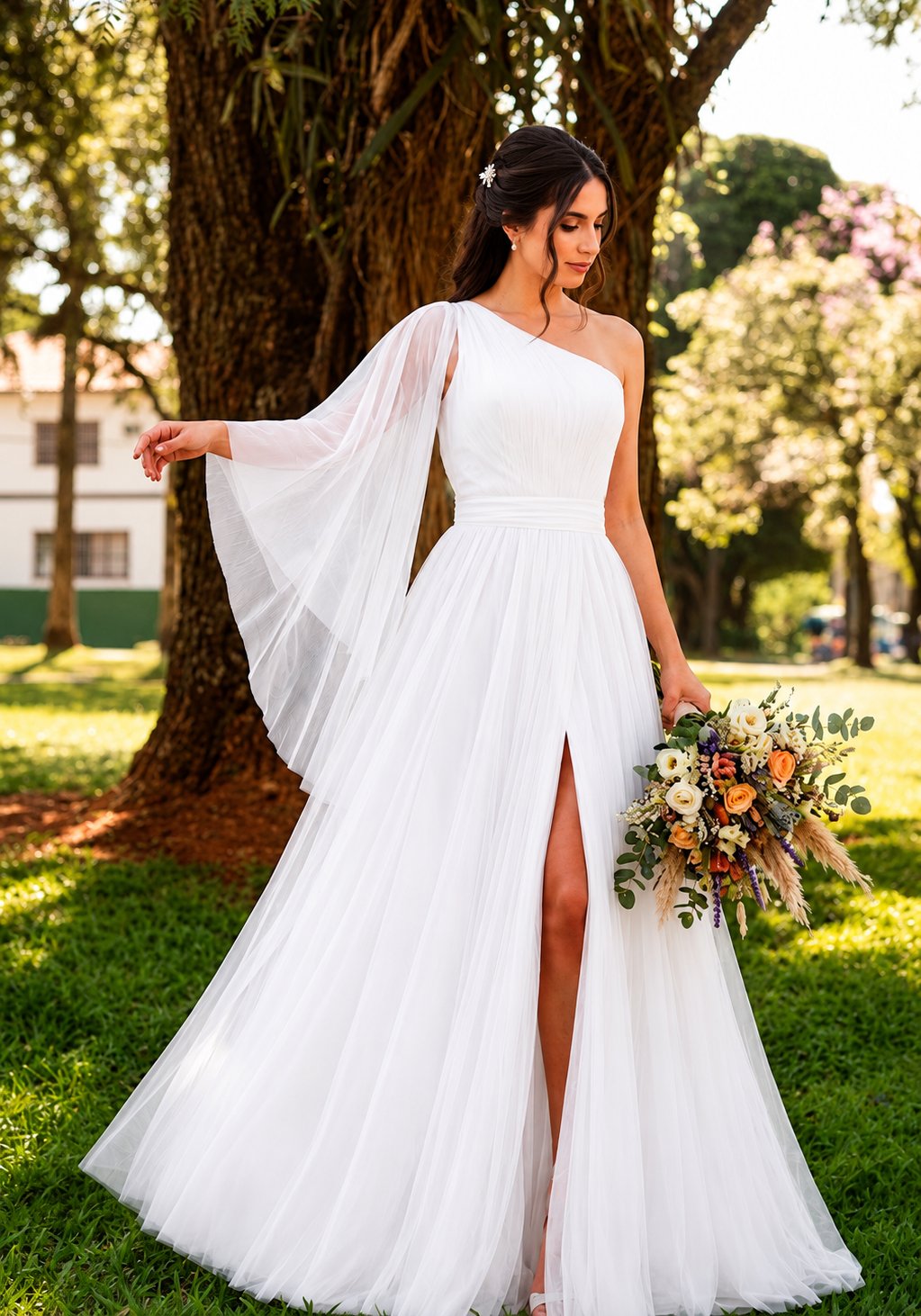 Elegância Assimétrica com Fenda