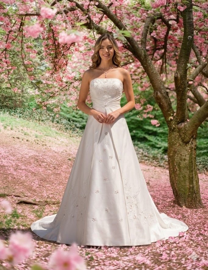 Vestido Clássico com Bordados Florais